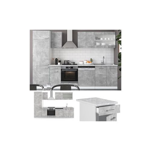 4251421940055 - VICCO KÜCHE R-LINE 300 CM KÜCHENZEILE KÜCHENBLOCK EINBAUKÜCHE BETON MIT ARBEITSPLATTEN 4251421940055 - VICCO KÜCHE R-LINE 300 CM KÜCHENZEILE KÜCHENBLOCK EINBAUKÜCHE BETON MIT ARBEITSPLATTEN