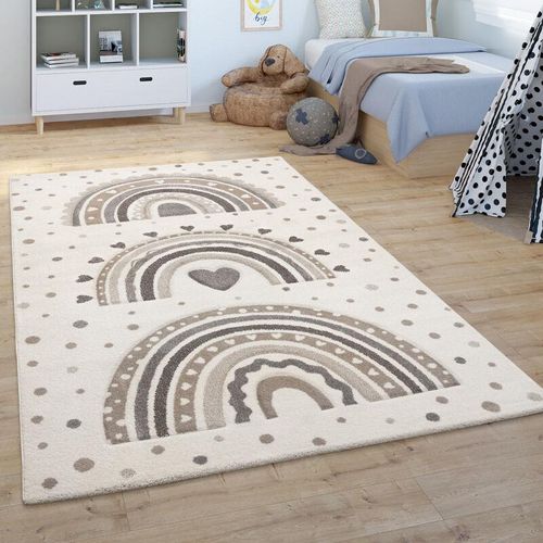 4061981237232 - Kinderteppich Kinderzimmer Teppich Kurzflor Junge Mädchen Punkte Beige 120 cm Rund - Paco Home