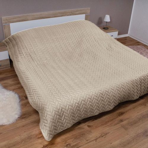 4059222284107 - Bestlivings - Tagesdecke xl (140x210cm) mit wattierter Zwischenlage (Beige) Bettüberwurf - ÖKO-Tex 100 Sommerdecke gesteppt - Steppdecke Wendedecke