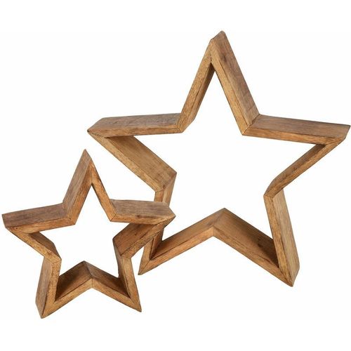 4262371531965 - Spetebo - Mango Holz Stern 2er Set - 30   20 cm - Weihnachtstern Tisch Deko