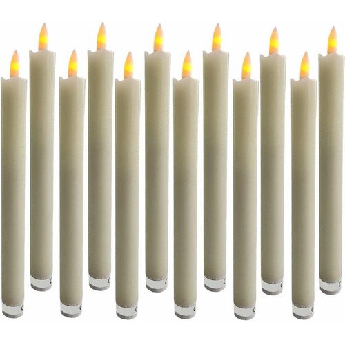 4260625748251 - Spetebo - led Stabkerze creme 25 cm - 12er Set - Kerze flackernd Batterie betrieben