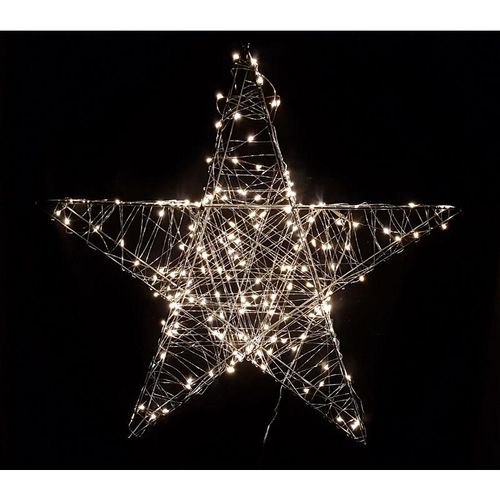 4260461475939 - Spetebo - led Metall Stern silber mit Timer - 80 led   38 cm - Outdoor Weihnachtsdeko Fensterdeko Weihnachtsstern beleuchtet für Außen