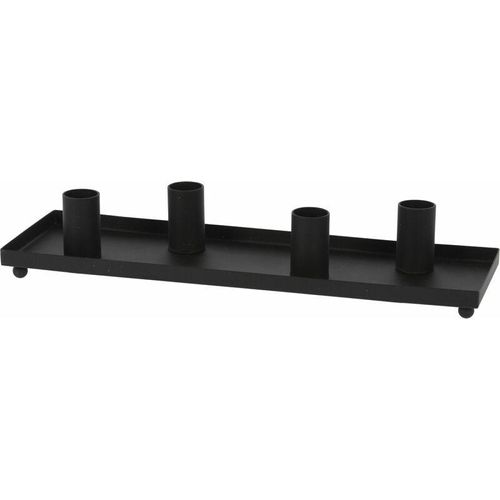 4260700659922 - Spetebo - Metall Kerzentablett für Stabkerzen - 30 x 10 cm   schwarz - Kerzenständer mit 4 Haltern - Kerzenhalter für Tafelkerzen