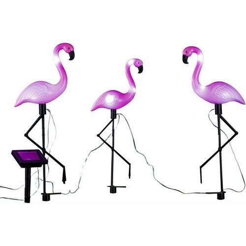 4262371534430 - Spetebo - Solar Gartenstecker Flamingo - 3er Set - Garten Deko Figur mit led Beleuchtung