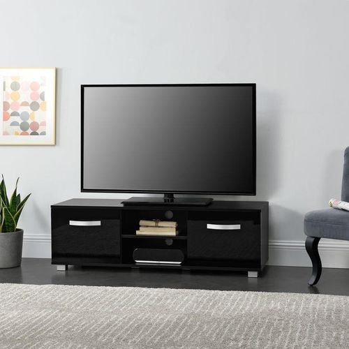 4059438150319 - [encasa] - Fernsehtisch Laugar 120x40x38 cm mit Schranktüren und Ablagefächern Schwarz encasa - Schwarz