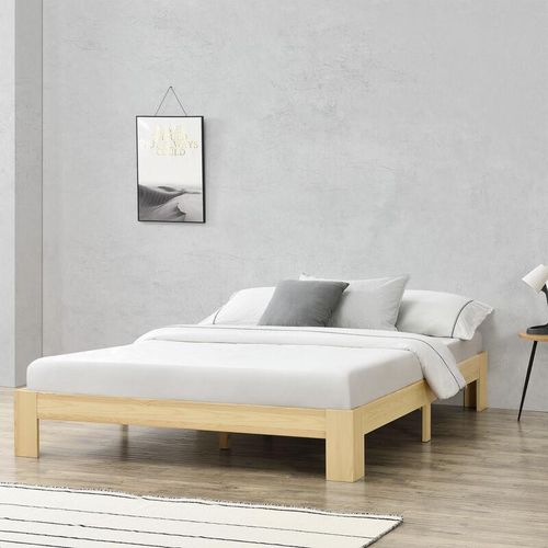 4059438148804 - [encasa] - Holzbett Raisio 140x200 cm mit Lattenrost Natur Holz encasa - Hellbraun