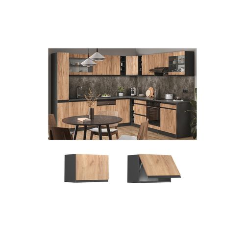 4066731229291 - Hängeschrank flach Küchenschrank Küchenmöbel R-Line J-Shape Anthrazit Eiche 60 cm modern