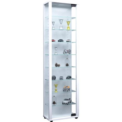 4051814345197 - Ebuy24 - Edana Maxi Vitrinenschrank 1 Glastür Glasvitrine mit 8 Glasböden weiß - Weiß