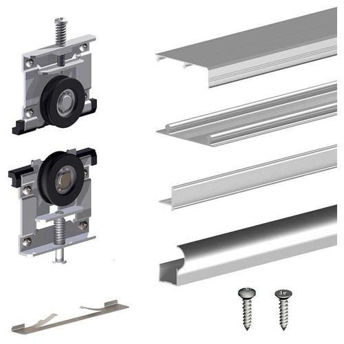 5905518051641 - Slidup By Mantion - Schiebetürbeschlag slidup 230 270 cm 19 mm 3 Türen bis 70 kg silber für Schränke Kleiderschränke Wandschränke