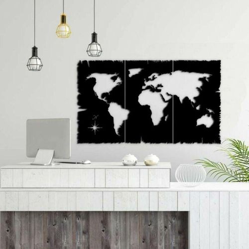 0645656384007 - Dekorativer Rahmen Welt 120x70 cm schwarz