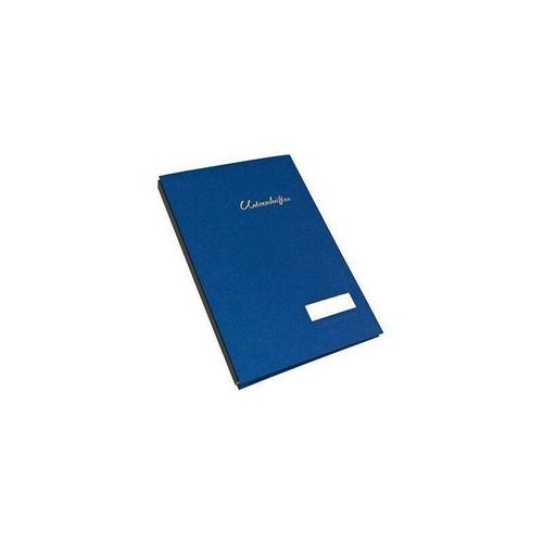 4003630055491 - Unterschriftenmappe 1491 A4 Leinen blau mit Einsteckschild 20 Fächer