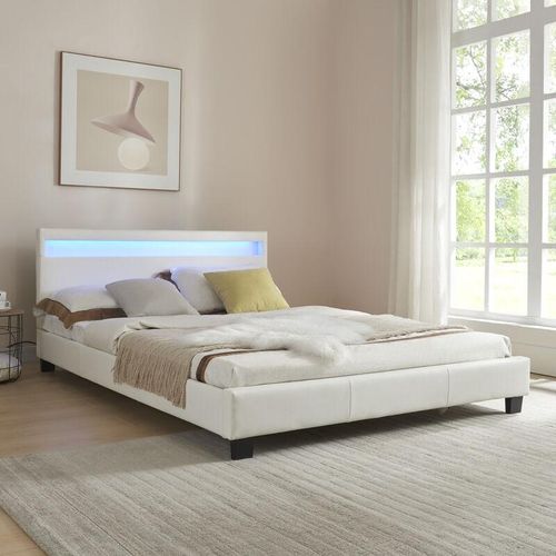 4260264778725 - [corium] - led Polsterbett Paris 140x200cm Weiß Weiß