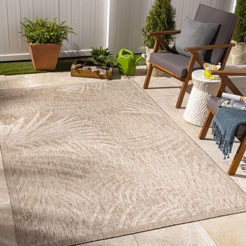 0889292381093 - Surya - Teppich Outdoor Indoor Terrasse Balkon Tropisches Muster Jute Effekt Braun und Beige 160 x 213 cm