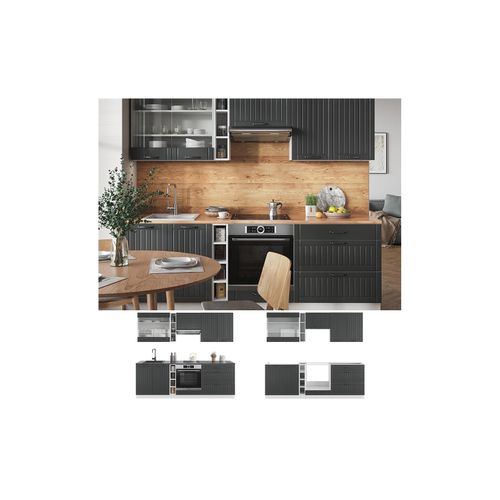 4066731195350 - Küchenzeile Küchenblock Einbauküche Fame-Line Landhaus Weiß Dunkelgrau 235 cm Küchen Schränke Hängeglasschrank Hängeschrank Schubladenunterschrank Spülenunterschrank Herdumbauschrank 4066731195350 - Küchenzeile Küchenblock Einbauküche Fame-Line Landhaus Weiß Dunkelgrau 235 cm Küchen Schränke Hängeglasschrank Hängeschrank Schubladenunterschrank Spülenunterschrank Herdumbauschrank