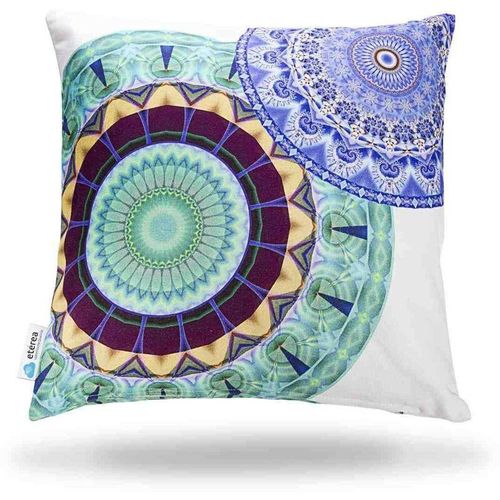 4055971046775 - Dekokissen Kissenhülle Mandala Aqua 40x40 cm - Türkis - Etérea