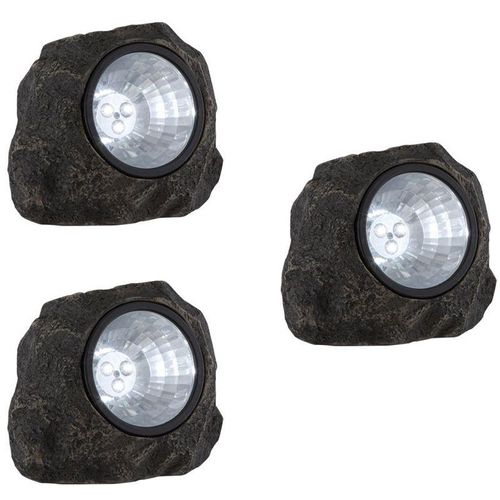4260462316576 - Etc-shop - 3er Set Stein Design led Solar Lampe Deko Leuchte IP44 Beleuchtung grau 4260462316576 - Etc-shop - 3er Set Stein Design led Solar Lampe Deko Leuchte IP44 Beleuchtung grau