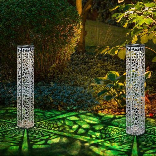 4059157364608 - Etc-shop - Solarlampe Steckleuchte orientalisch Solarleuchte mit Akku led Außen Wetterfest Erdspieß Metall zinkfarben warmweiß DxH 7x46cm 2er Set