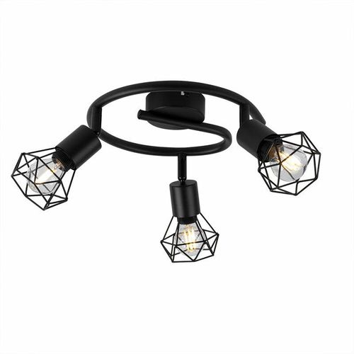 9007371412976 - Deckenleuchte 3 Flammig Spotrondell Käfig Design Deckenlampe Strahler schwarz Spots diamantförmig  3x E14 23 cm