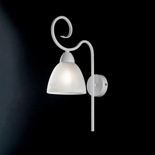 8050713215910 - Bonetti Illumina - Schäbiger weißer Eisenapplikationen weißer Glaslampenschirm ein Licht 22x h38 cm