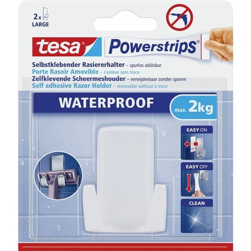 4042448175205 - tesa Powerstrips Haken Wave für Feuchträume hält Gegenstände bis 2 kg 1 Stück