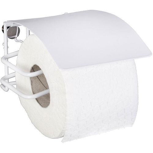 4008838158852 - WENKO Toilettenpapierhalter mit Deckel Classic Plus mit hochwertigem Rostschutz Weiß Stahl weiß - weiß