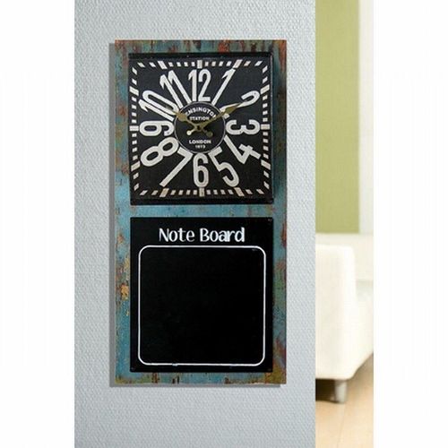 4009079686135 - 68613 Wanduhr Note Board 60x30 cm mit Keidetafel im Industrie Design Uhr Retro Küchenuhr Memoboard - Gilde