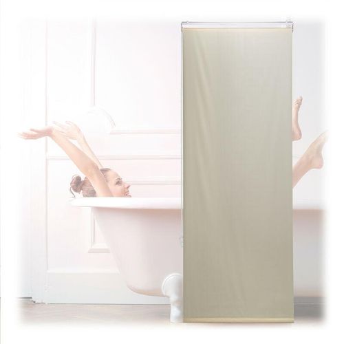 4052025900786 - Duschrollo 60x240 cm Seilzugrollo für Dusche & Badewanne Decke & Fenster Badrollo wasserabweisend beige - Relaxdays