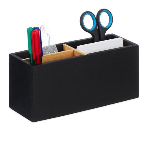 4052025479855 - Schreibtisch Organizer Bambus 4 Fächer für Bürobedarf & Kosmetika Stiftehalter hbt 8x21x9 cm schwarz - Relaxdays 4052025479855 - Schreibtisch Organizer Bambus 4 Fächer für Bürobedarf & Kosmetika Stiftehalter hbt 8x21x9 cm schwarz - Relaxdays