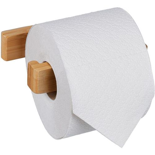 4052025485306 - Toilettenpapierhalter ohne Bohren Bambus selbstklebender Klopapierhalter Badezimmer Wandmontage natur - Relaxdays