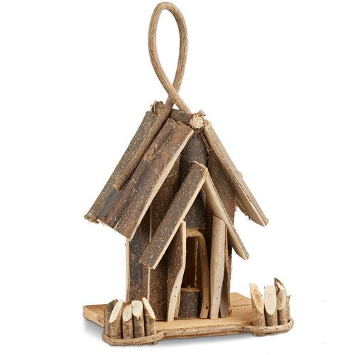 4052025211042 - Vogelhaus Deko Holz Vogelhäuschen mit Aufhängung handgefertigte Vogelvilla Dekoration für Balkon natur - Relaxdays