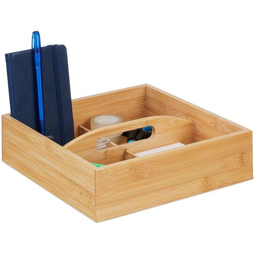 4052025473914 - Bambus Organizer mit Griff 4 Fächer HxBxT 65 x 25 x 25 cm Aufbewahrungsbox für Büro Bad & Küche natur - Relaxdays