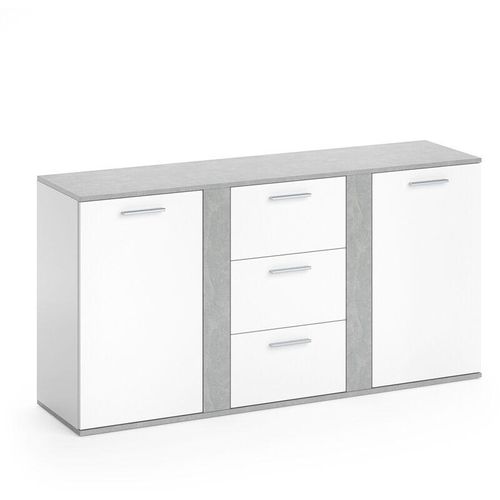 4251421927025 - Sideboard Novelli Highboard Kommode Anrichte Schrank 2 Türen Weiß Beton