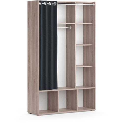 4066731276714 - Kleiderschrank Schlafzimmerschrank Garderobe Luigi Sonoma 106 x 178 cm modern Schrankregal Organizer Vorhang Kleiderstange Fächer Aufbewahrung Ablage