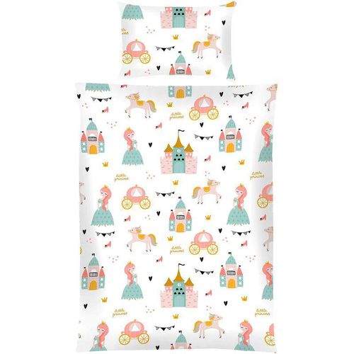 4022378790013 - Bestlivings - Kinder Bettwäsche 2-tlg ( 100x135cm   40x60cm ) Bettdecken Set 100% Baumwolle - Babybettwäsche mit Motiv Prinzessin - Prinzessin