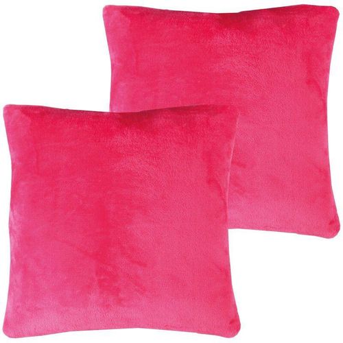 4059222264772 - Dekokissen Kuschel Celina 2er Pack in der Größe 40 x 40cm - Pink - Kissenbezug mit Reißverschluss - Pink