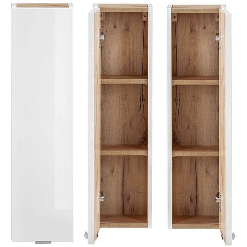 4251581554093 - Lomadox - Badezimmer Hängeschrank TOSKANA-56 in Weiß-Hochglanz b h t ca 20 75 16cm - weiß