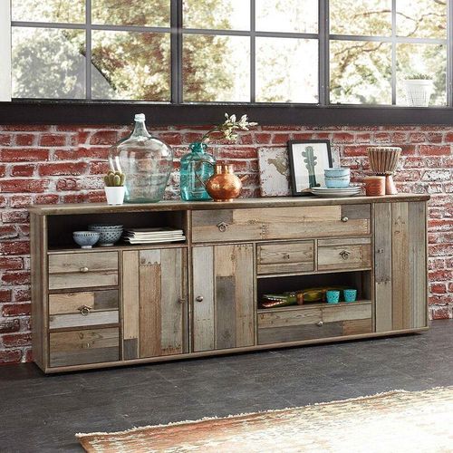 4251581511751 - Lomadox - Sideboard Vintage Driftwood Braun BRANSON-36 b h t ca 193 80 48 cm - braun