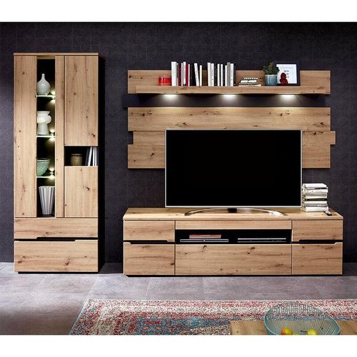 4066075070153 - Lomadox - Moderne tv Wohnwand inkl LED-Beleuchtung MANRESA-36 in Artisan Eiche Nb mit Graphit b h t ca 287 197 47 cm - braun