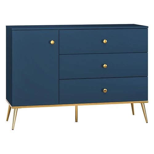 4066075117094 - Lomadox - Sideboard 120cm breit in dunkelblau mit goldfarbenen Griffen und Füßen MONTPELLIER-131 b h t ca 120 85 40 cm - blau