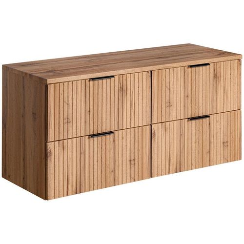 4066075081043 - Lomadox - Waschtischunterschrank 120cm ADELAIDE-56 Wotaneiche mit gerillter Front b h t 1206 592 465 cm - braun