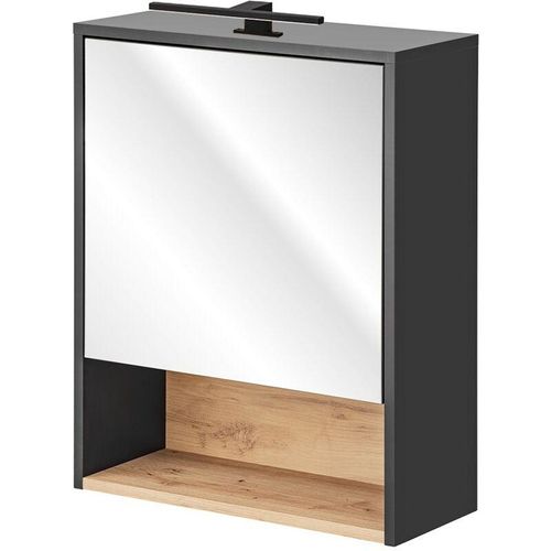 4066075040101 - Lomadox - Spiegelschrank mit led Beleuchtung 60 cm BOLOGNA-56 in anthrazit mit Artisan Eiche Nb b h t ca 60 80 25 cm - anthrazit