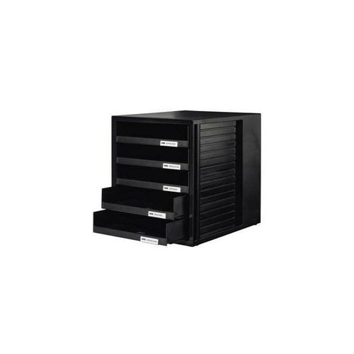 4012473140165 - - Schubladenbox schrank-set 5 Schubladen din A4 Polystyrol Gehäusefarbe schwarz Farbe der Schublade schwarz