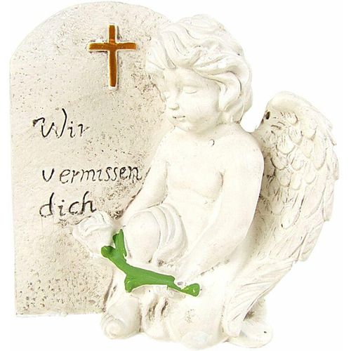 4250407329853 - Grab-Spruchstein Engel mit Rose Höhe 21cm Dekoration Garten Figur Statue Schmuck