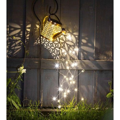 4262371534171 - Spetebo - led Solar Gießkanne mit Erdspieß - 21 x 16 cm - Garten Deko Beleuchtung 40 led in warm weiß beleuchtet