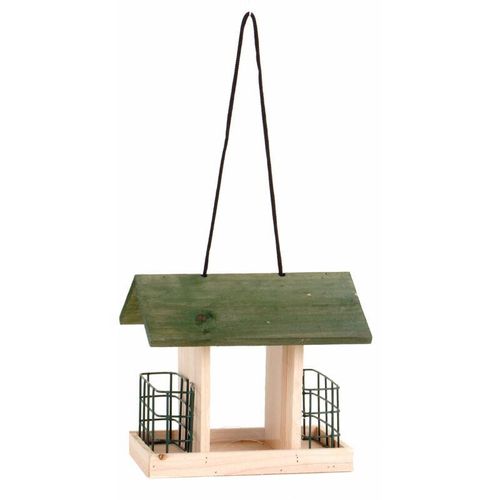 4260625749722 - Spetebo - Holz Vogel Futterhaus 24 cm - 2 Körbe - Futterstation Vogelhäuschen Futterstelle