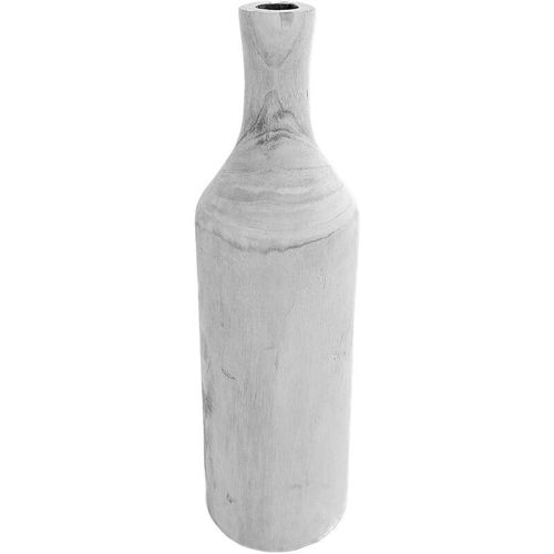 4262371536229 - Design Holz Blumen Vase groß - white washed   46 cm - Holzvase XXL Flasche naturbelassen - Tischdeko Fensterdeko für Kunstpflanzen und Pampasgras