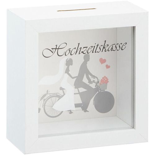 4260625741030 - Spetebo - Hochzeit Spardose 15x15 cm weiß - Hochzeits Kasse Sparbüchse mit Sichtfenster
