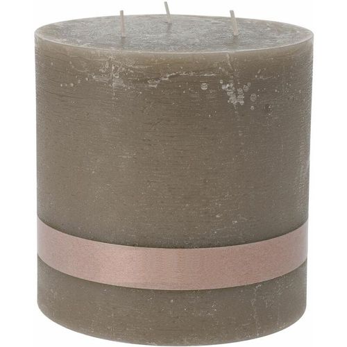 4262371535253 - Spetebo - xl 3-Docht Kerze 14 cm unparfümiert - taupe - Mehrdocht Stumpenkerze natur geruchlos groß