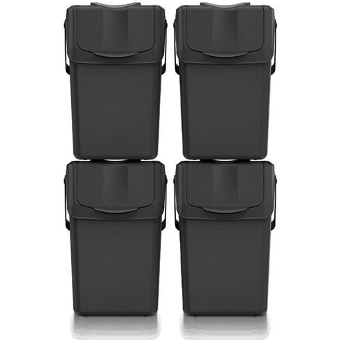 5905197479392 - Keden - Set 4 Mülleimer sortibox Recyclingbehältern 100 % recycelter Kunststoff schwarz 100L