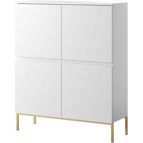 5903025593647 - Selsey - bemmi - Highboard 4-türig Weiß mit goldenen Metallfüßen 100 cm